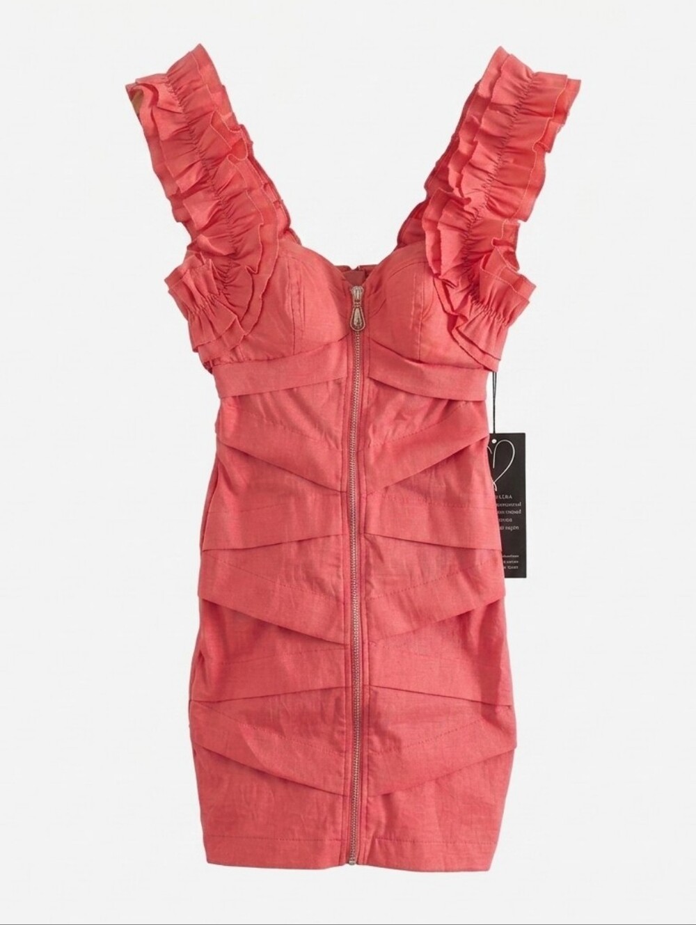 Coral Pink Mini Bodycon Dress Small